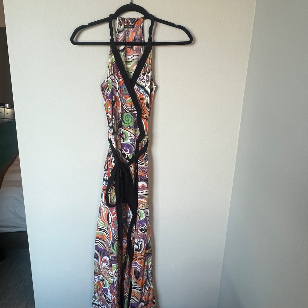 Y2K Vintage Paisley Boho Halter Maxi Dress Woman's Size Small